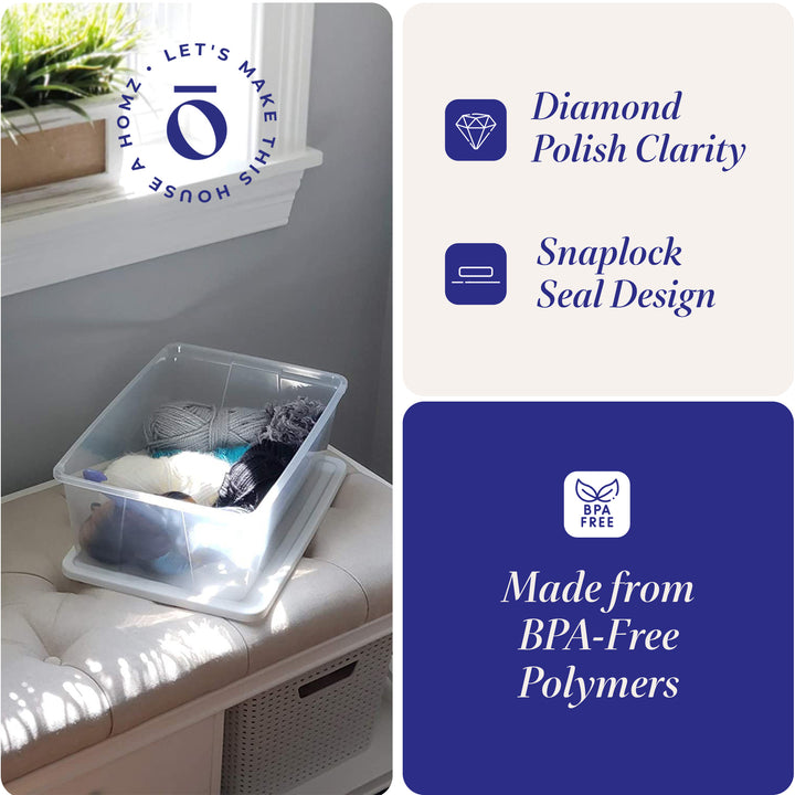 12 Qt Snaplock Clear Plastic Storage Container w/ Secure Lid, 4 Pack(Open Box) - VMInnovations