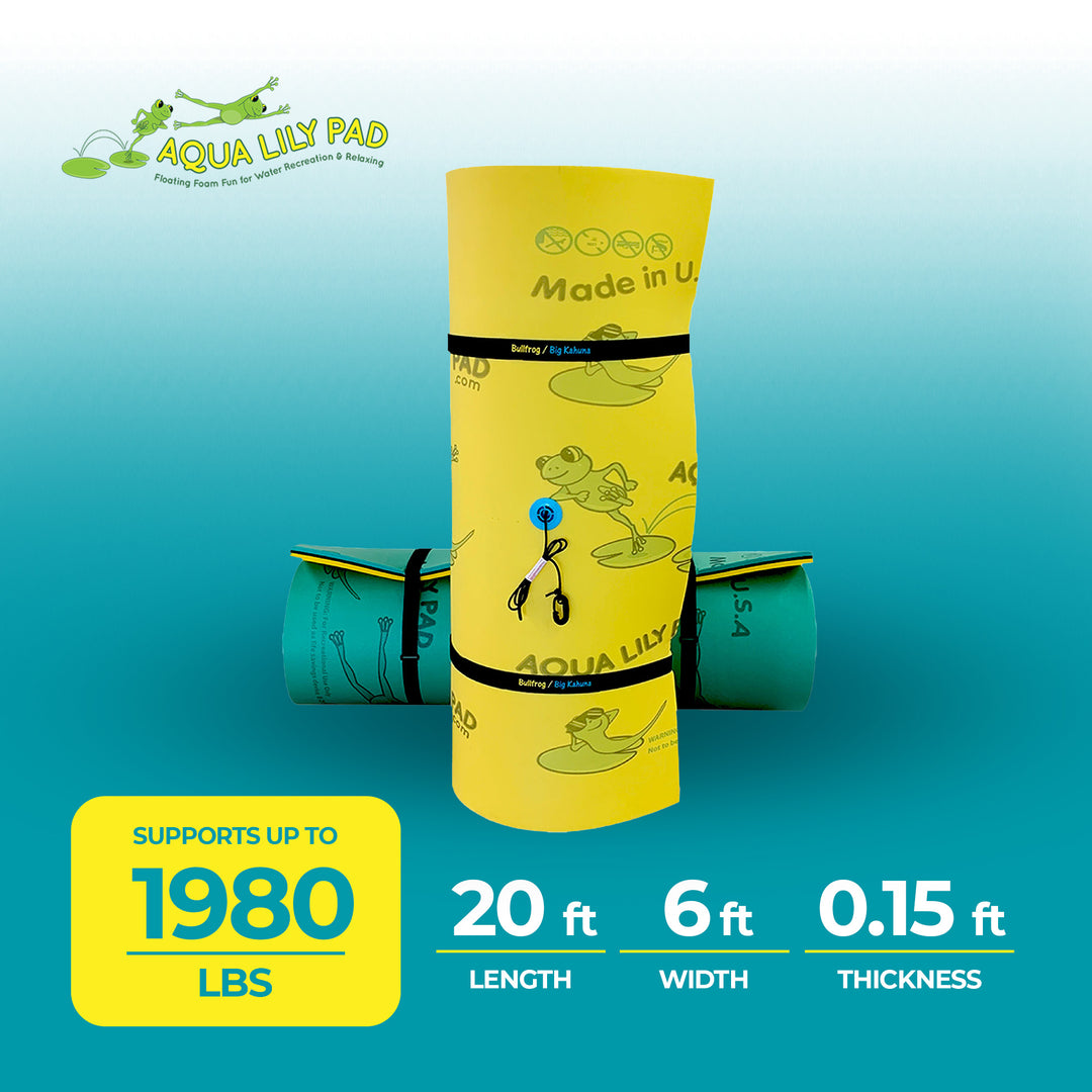 Aqua Lily Pad 20Ft Bullfrog Water Floating Foam Island,Green/Yellow(Used) - VMInnovations