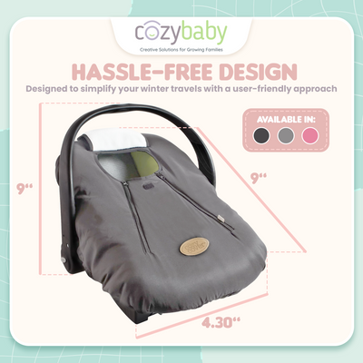 CozyBaby Original Infant Car Seat Cover w/Dual Zippers & Elastic Edge (Open Box)