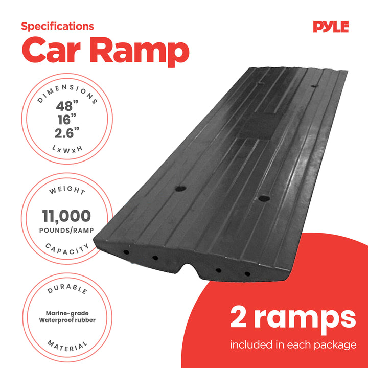 Pyle PCRBDR21 Car/Truck Curbside Driveway Ramp Threshold Bridge Track (2 Pack) - VMInnovations