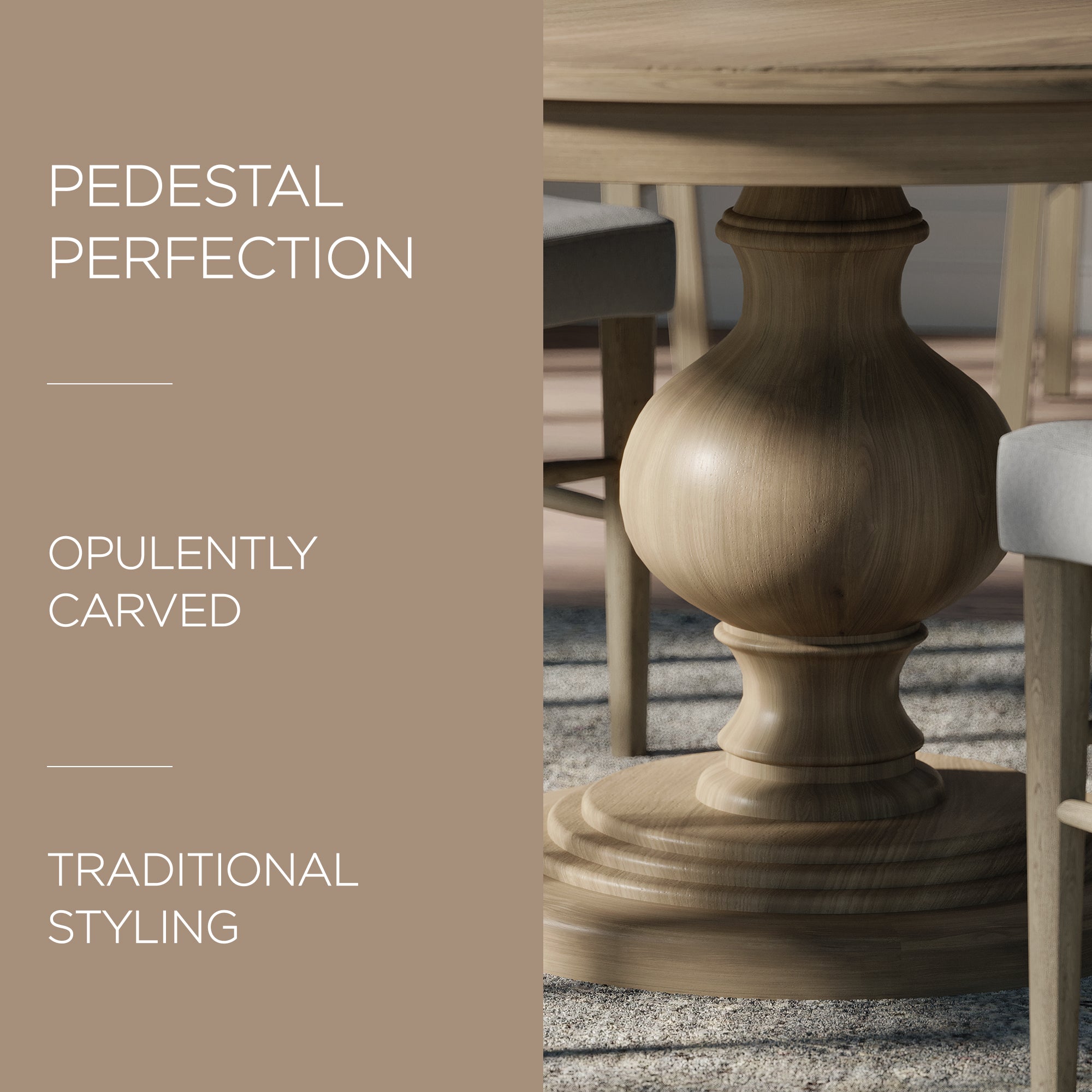 Maven Lane Zola Traditional Round Wooden Dining Table in Antiqued Grey Finish - VMInnovations