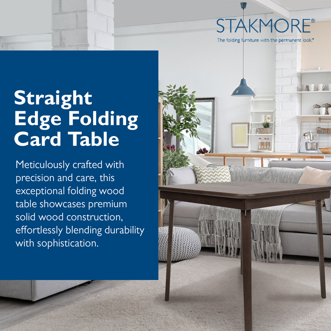 MECO Stakmore Classic Straight Edge Wood Folding Table, Espresso Frame(Open Box)