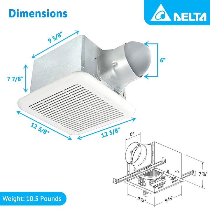 Delta Breez Exhaust Fan w/ Motion & Humidity Sensor, 80/110 CFM, White(Open Box) - VMInnovations