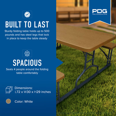 Plastic Development Group 6 Foot Picnic Table for Indoor and Outdoor Use, Brown - VMInnovations