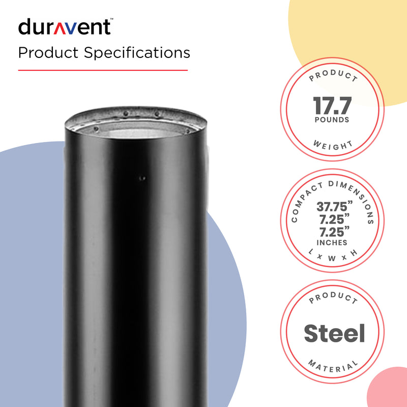 DuraVent DVL Telescoping Chimney Stove Pipe, 40-68" x 6" Diameter (For Parts)