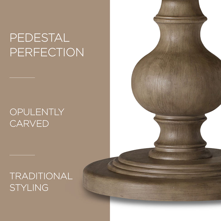 Maven Lane Zola Traditional Round Wooden Dining Table in Antiqued Grey(Open Box) - VMInnovations