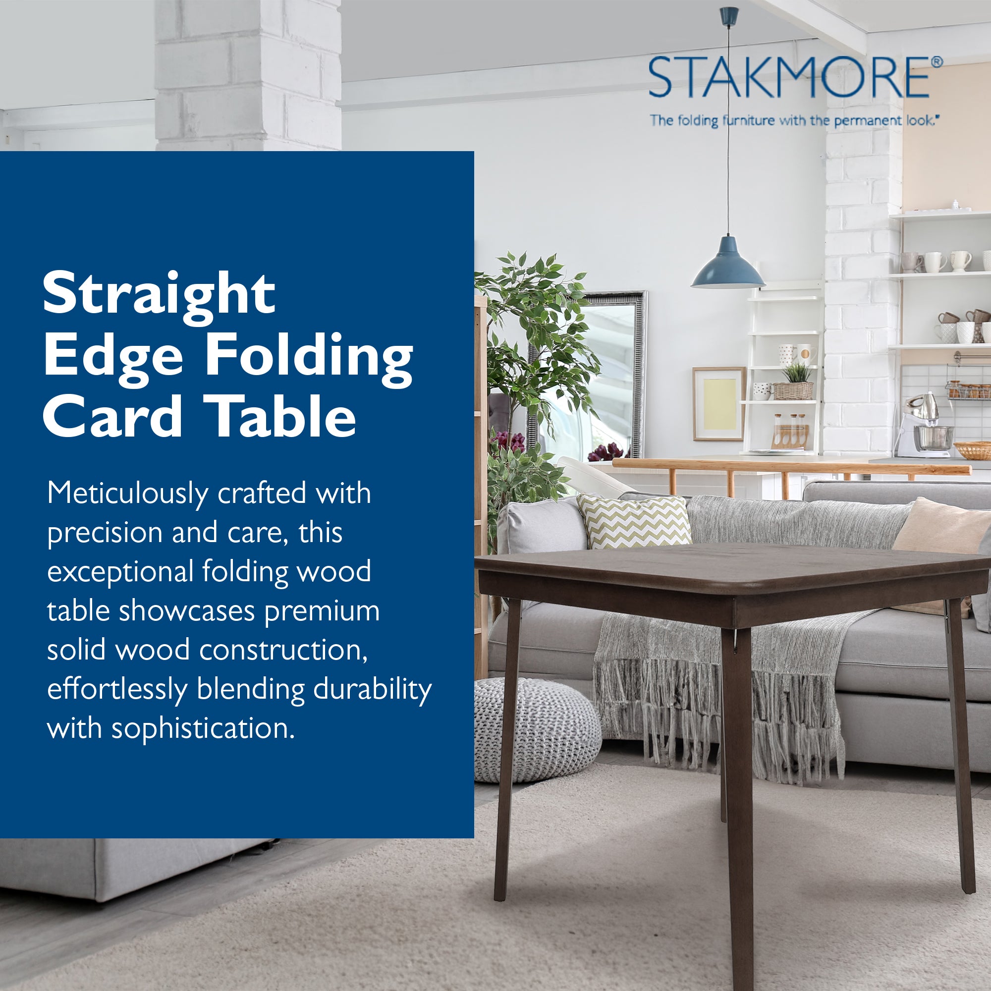 MECO Stakmore Classic Straight Edge Wood Folding Table, Espresso Frame(Open Box) - VMInnovations