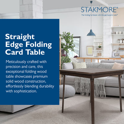 MECO Stakmore Classic Straight Edge Wood Folding Table, Espresso Frame(Open Box) - VMInnovations