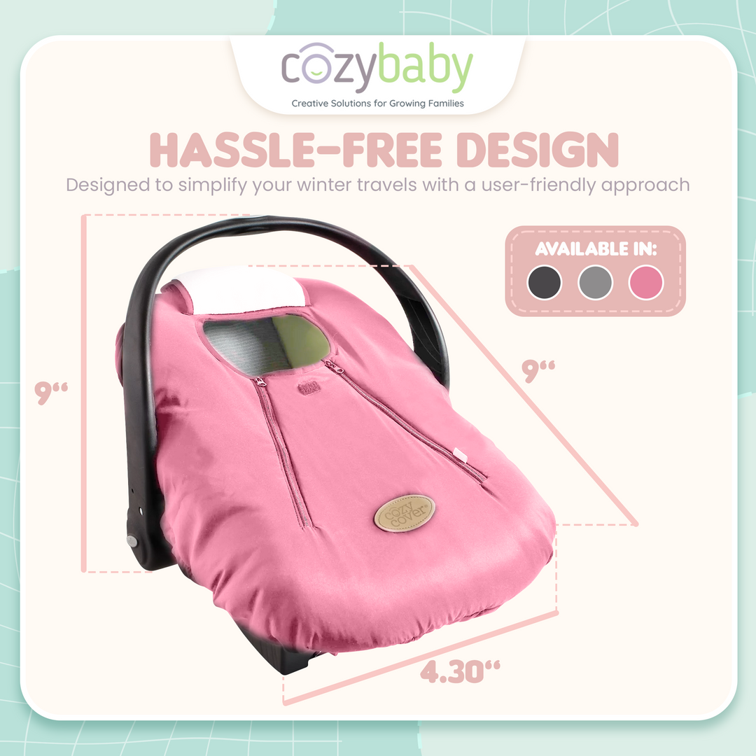 CozyBaby Original Infant Car Seat Cover with Dual Zippers and Elastic Edge, Pink - VMInnovations