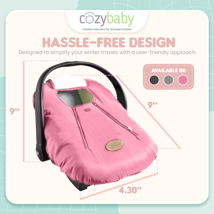 CozyBaby Original Infant Car Seat Cover with Dual Zippers and Elastic Edge, Pink - VMInnovations