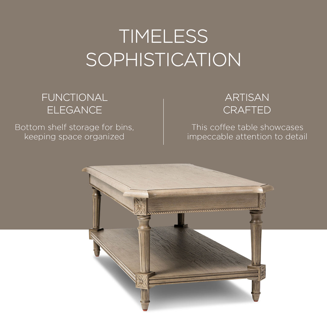 Maven Lane Pullman Traditional Rectangular Coffee Table, Antiqued Grey (Used) - VMInnovations