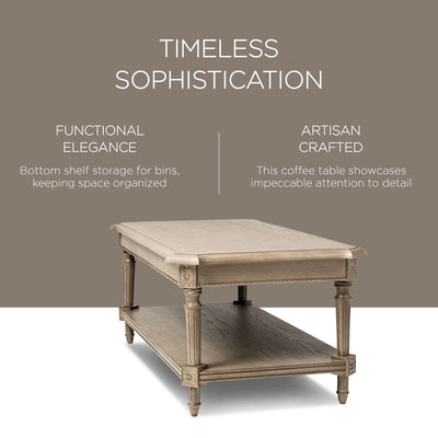 Maven Lane Pullman Traditional Rectangular Coffee Table, Antiqued Grey (Used) - VMInnovations