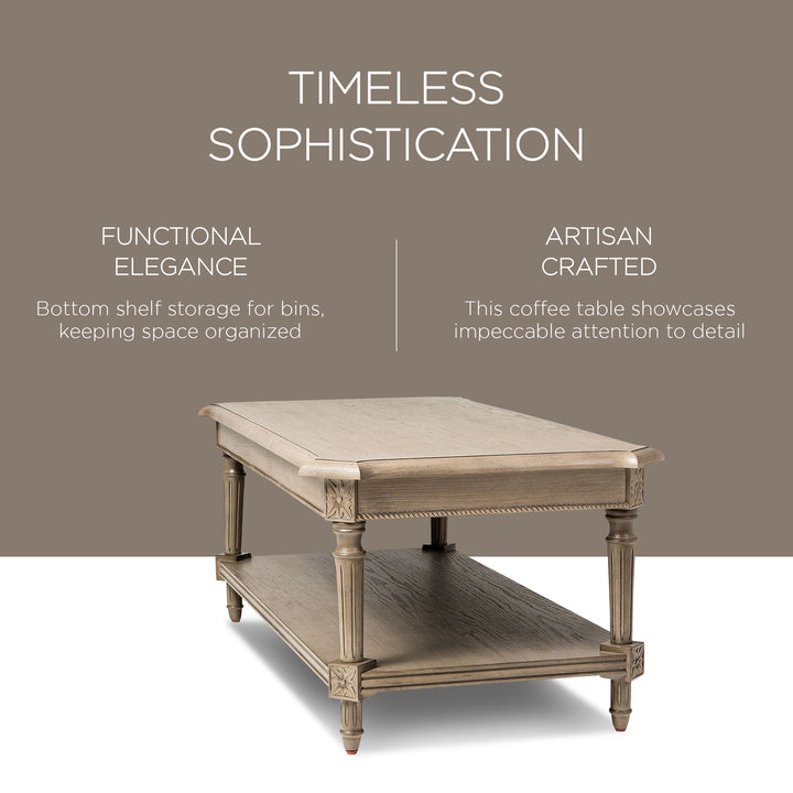 Maven Lane Pullman Traditional Rectangular Coffee Table, Antiqued Grey (Used) - VMInnovations
