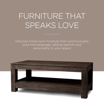 Maven Lane Paulo Wooden Coffee Table in Weathered Brown Finish - VMInnovations
