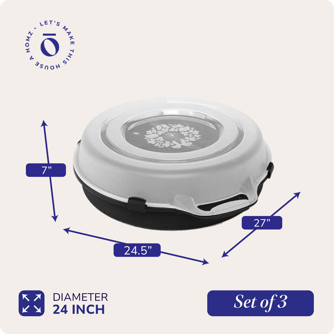 Homz 24" Seasonal Holiday Christmas Plastic Wreath Storage Box, Black (Set of 3) - VMInnovations