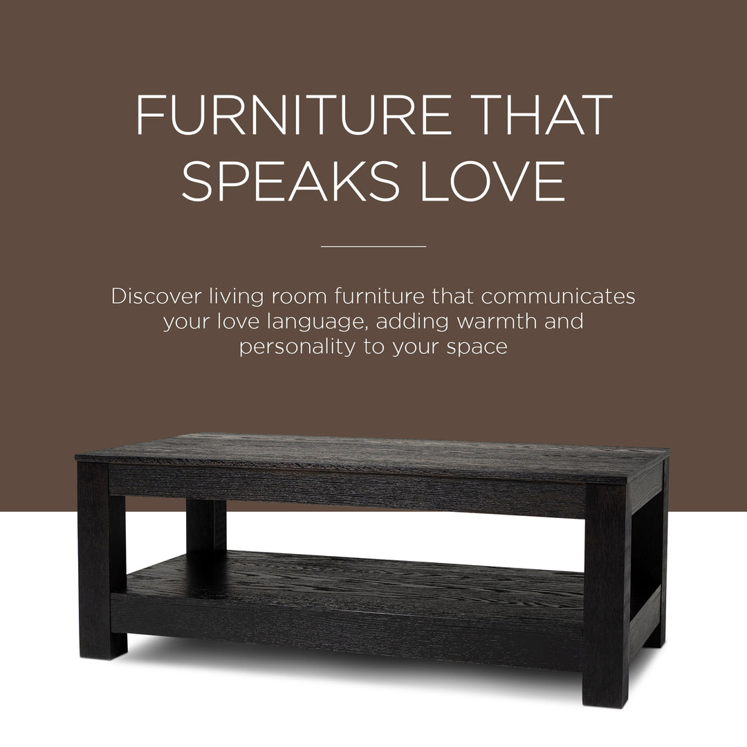 Maven Lane Paulo Wooden Coffee Table in Weathered Black Finish (Used)
