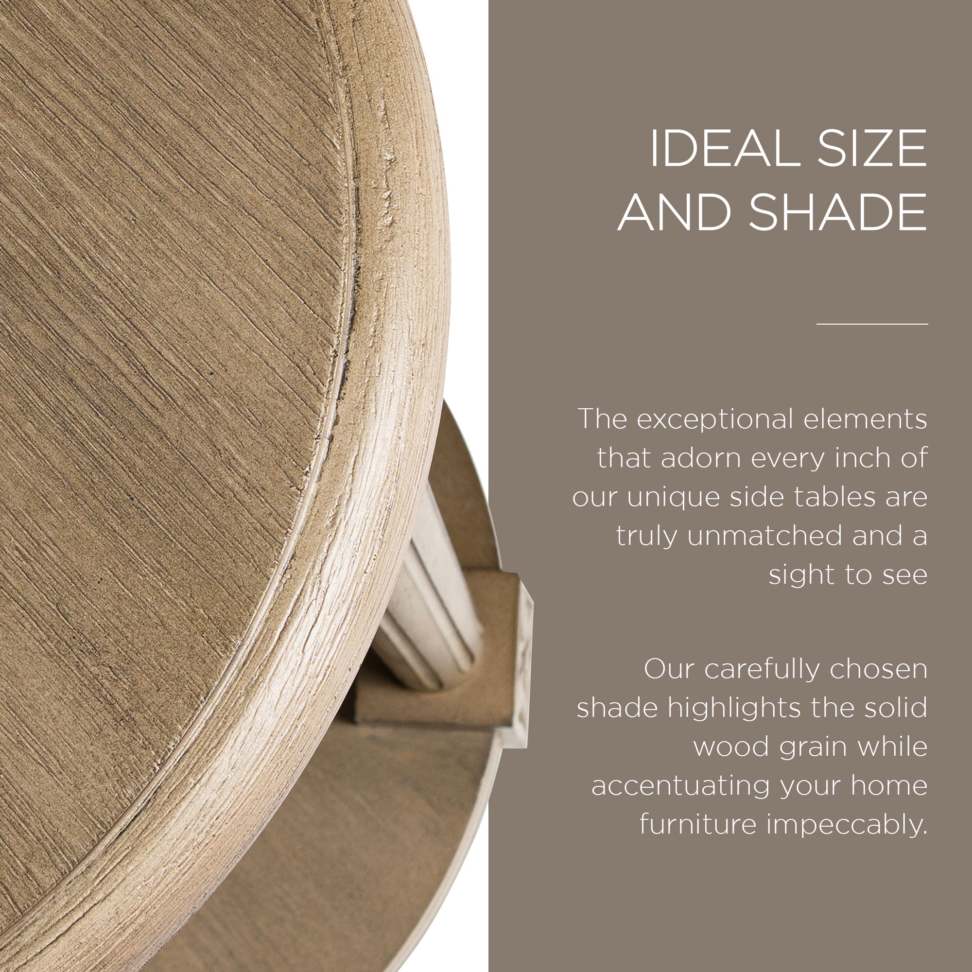 Maven Lane Traditional Round Wooden Side Table in Antiqued Grey Finish(Open Box) - VMInnovations