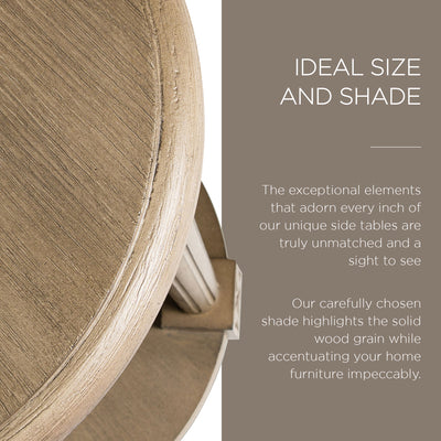 Maven Lane Traditional Round Wooden Side Table in Antiqued Grey Finish(Open Box) - VMInnovations