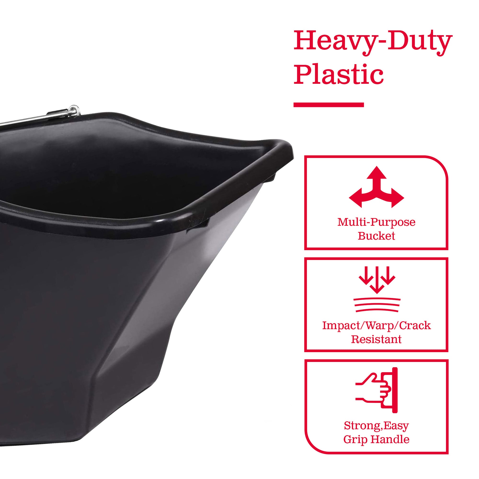Little Giant 20-Qt Durable Plastic Flat Back Livestock Feed Bucket, Black (Used) - VMInnovations