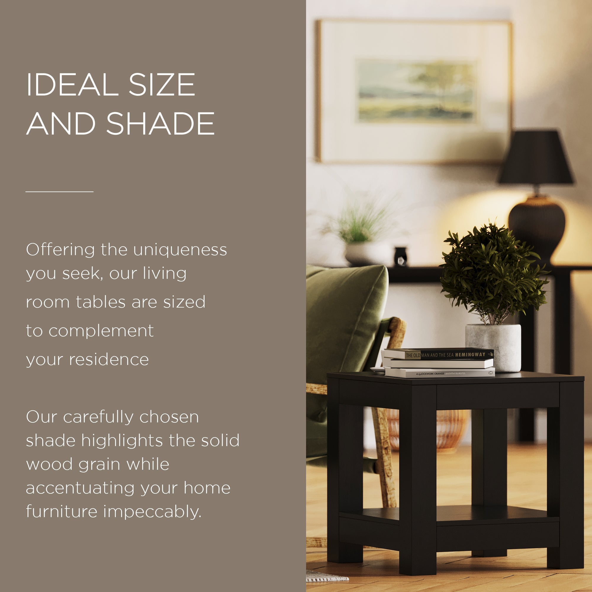 Maven Lane Paulo Wooden Side Table in Weathered Black Finish - VMInnovations