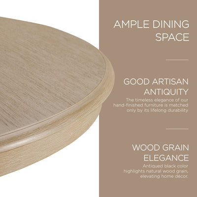 Maven Lane Zola Traditional Round Wooden Dining Table, Antiqued White (Open Box) - VMInnovations