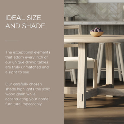 Maven Lane Sasha Round Wooden Dining Table in Weathered White Finish (Used)