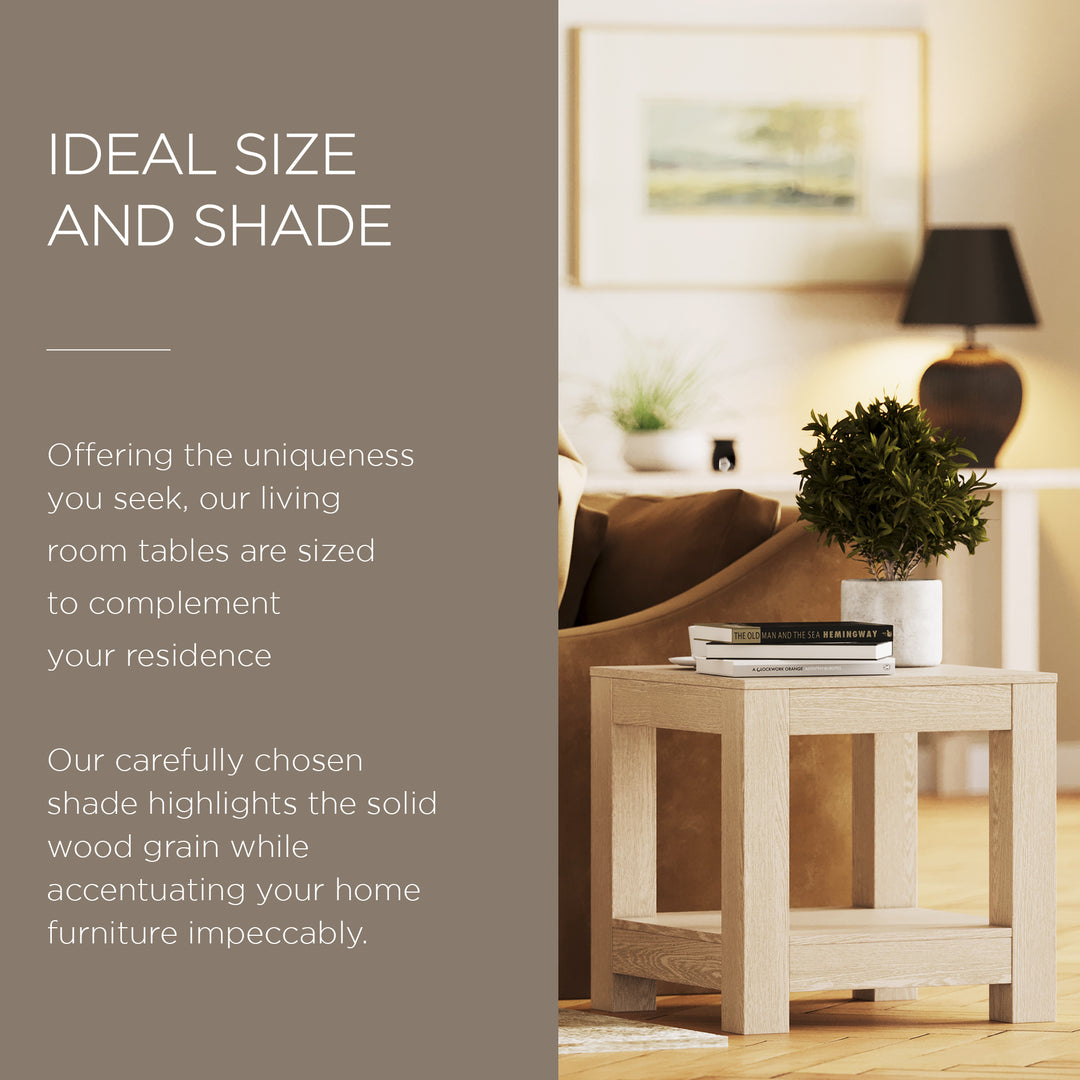 Maven Lane Paulo Wooden Side Table in Weathered White Finish (Open Box) - VMInnovations