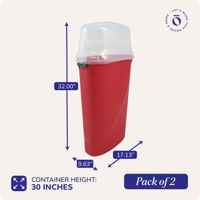 30-In Vertical Gift Wrap Storage Container Box, Red, Clear Lid(2 Pack)(Open Box)