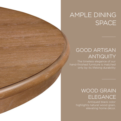 Maven Lane Zola Traditional Round Wooden Dining Table in Antiqued Natural Finish