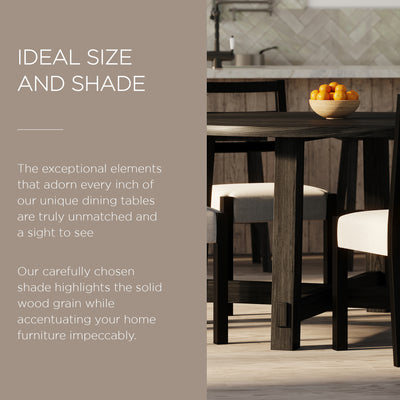 Maven Lane Sasha Round Wooden Dining Table in Weathered Black Finish - VMInnovations