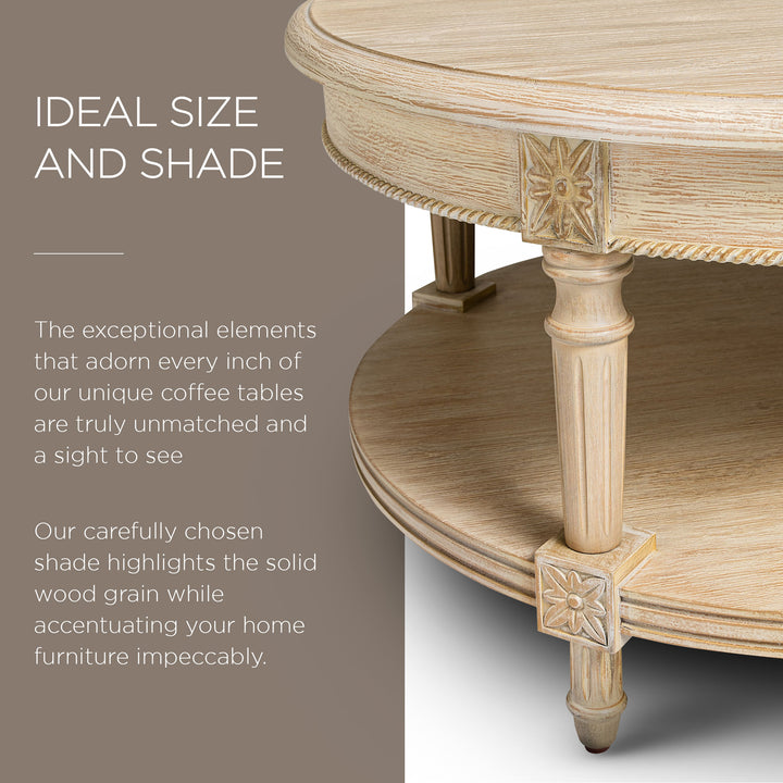 Maven Lane Traditional Wooden Coffee Table, Antiqued White Finish (For Parts) - VMInnovations