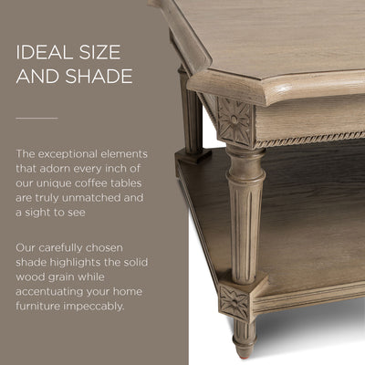 Maven Lane Pullman Traditional Rectangular Coffee Table, Antiqued Grey (Used) - VMInnovations