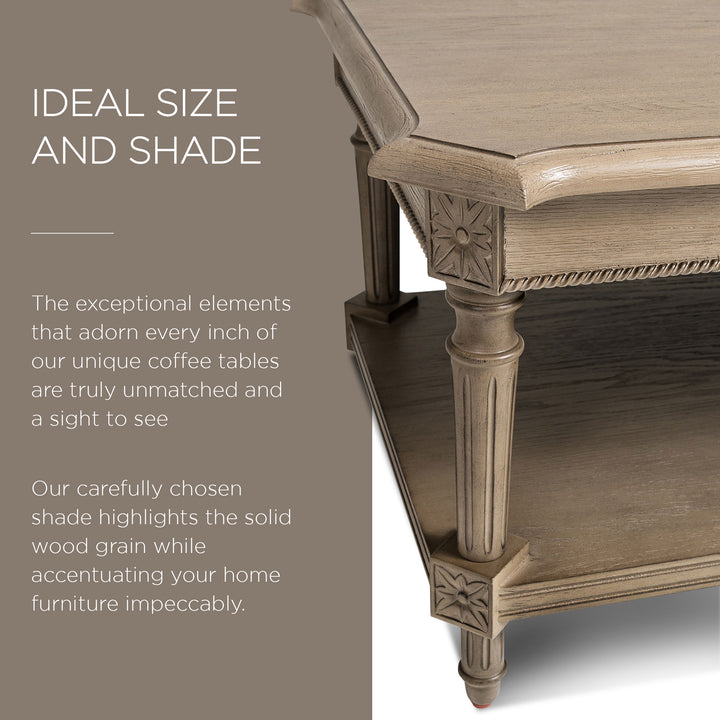 Maven Lane Pullman Traditional Rectangular Coffee Table, Antiqued Grey (Used) - VMInnovations