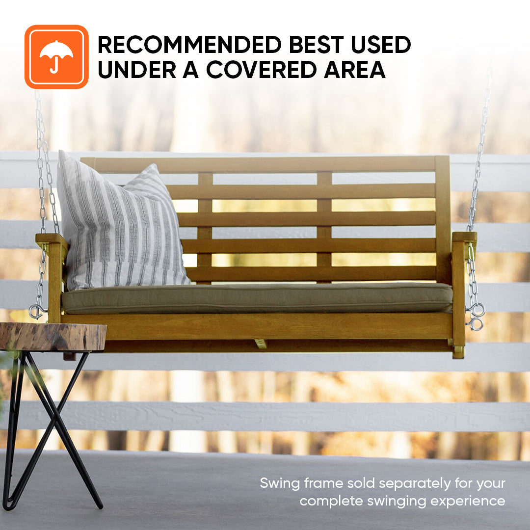 Jack Post Corp 4 Foot Cushioned Indonesian Hardwood Swing with Chains, Brown - VMInnovations