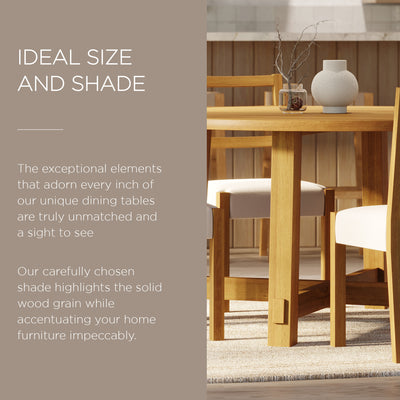 Maven Lane Sasha Round Wooden Dining Table in Weathered Natural Finish (Used)