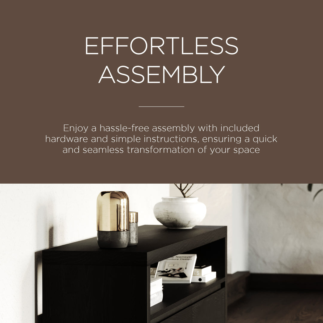 Maven Lane Ada Contemporary Wooden Media Unit in Refined Black Finish (Open Box) - VMInnovations