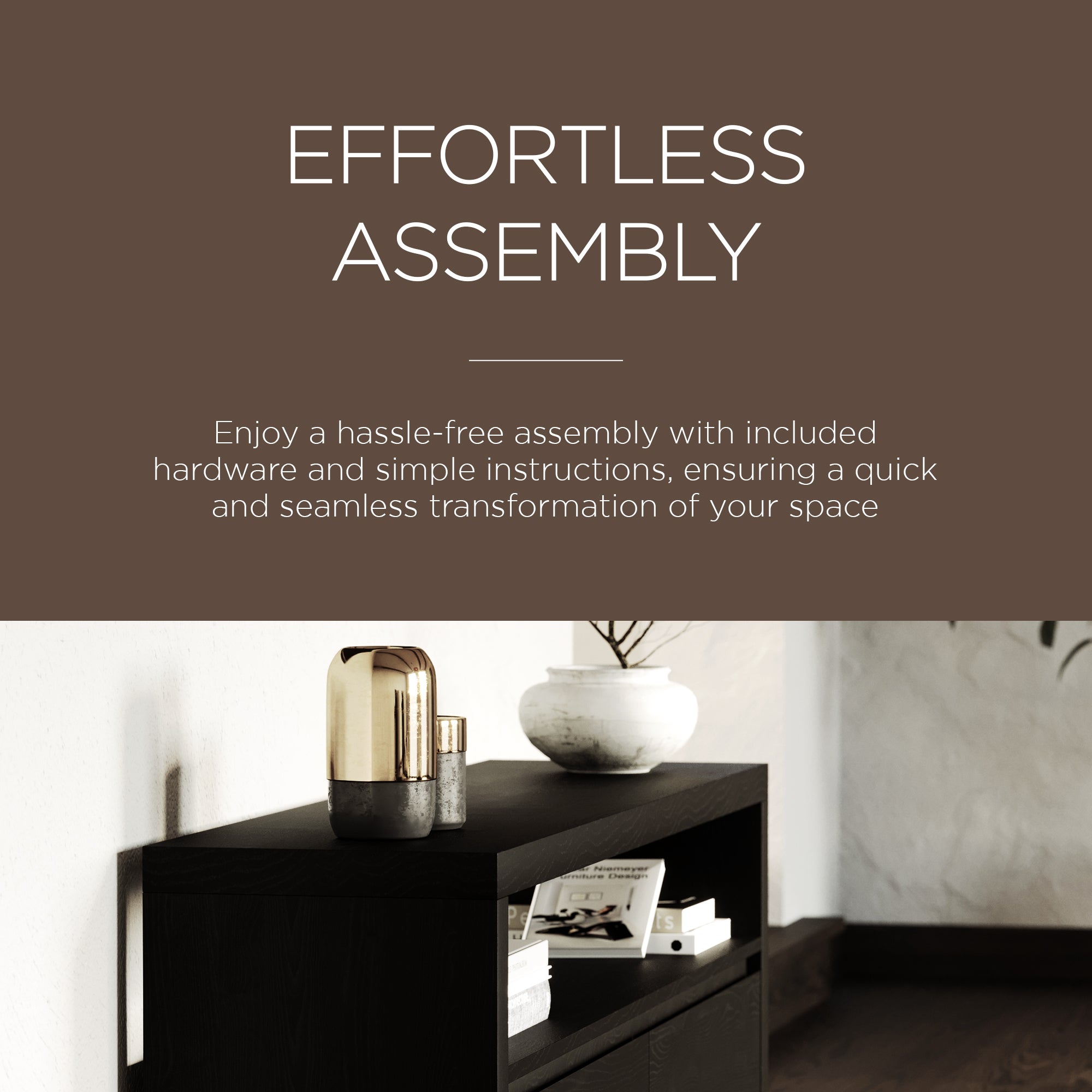 Maven Lane Ada Contemporary Wooden Media Unit in Refined Black Finish (Open Box) - VMInnovations