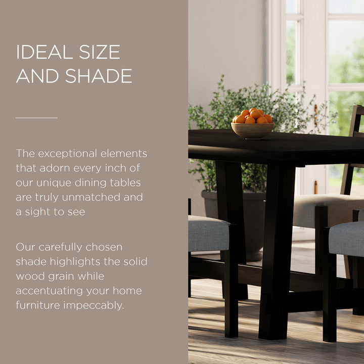 Maven Lane Yves Rectangular Wooden Dining Table in Weathered Black Finish