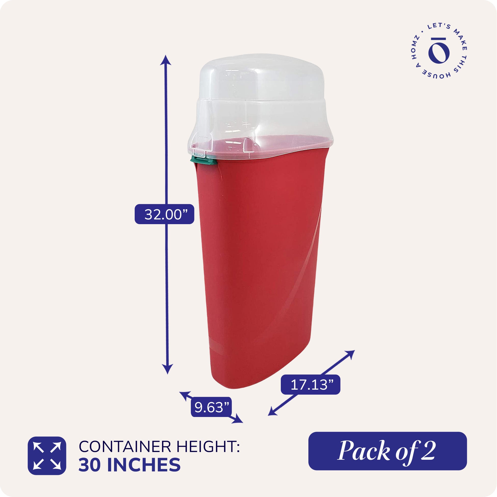 30-In Vertical Gift Wrap Storage Container Box, Red, Clear Lid(2 Pack)(Open Box) - VMInnovations