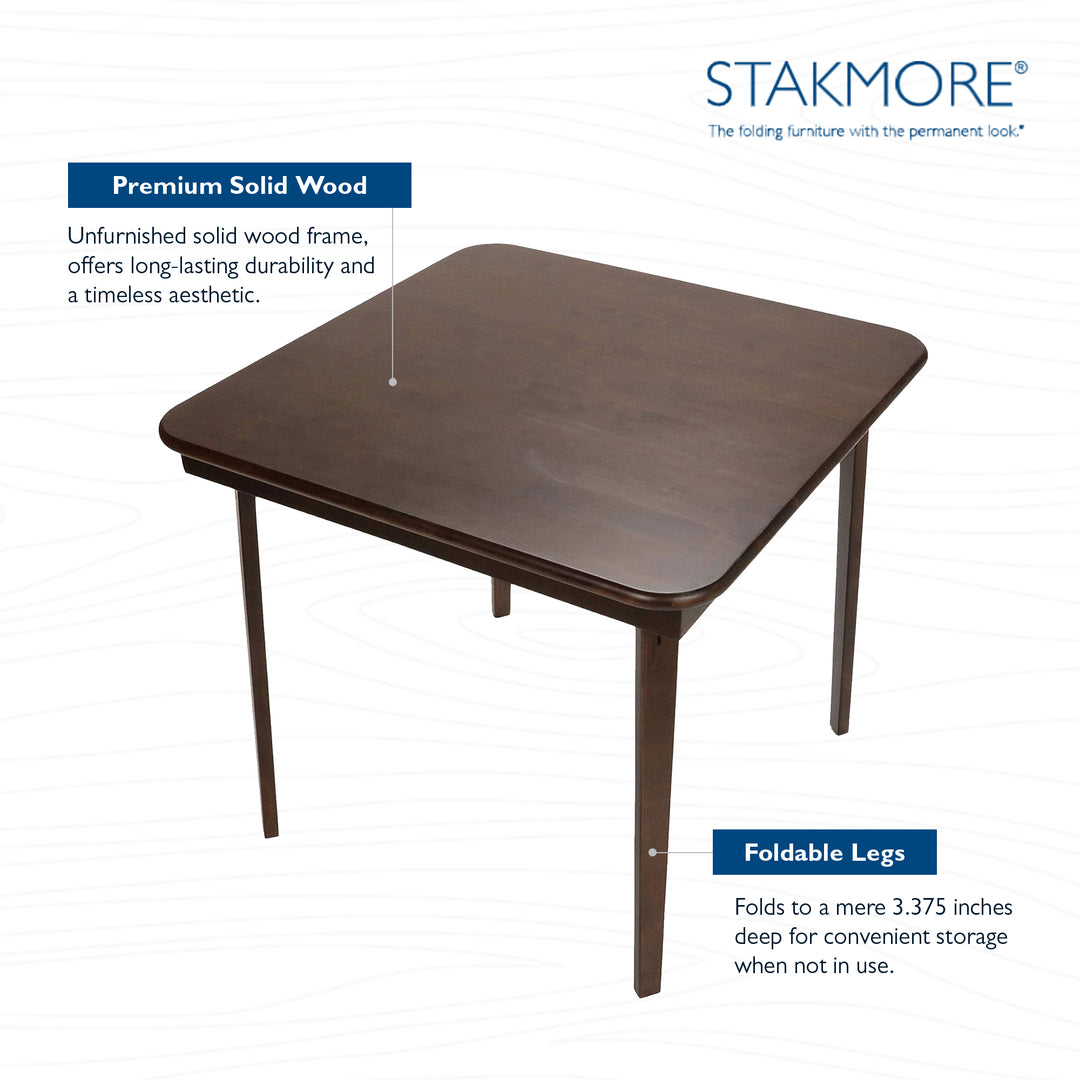 MECO Stakmore Classic Straight Edge Wood Folding Table, Espresso Frame(Open Box)