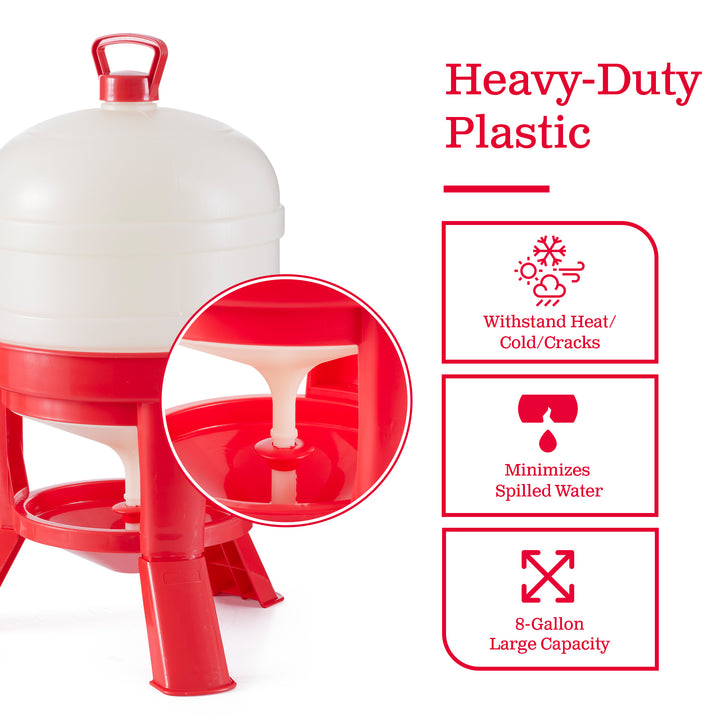 Little Giant 8 Gallon Tank Heavy Duty Poultry Chicken Gravity Waterer (4 Pack)