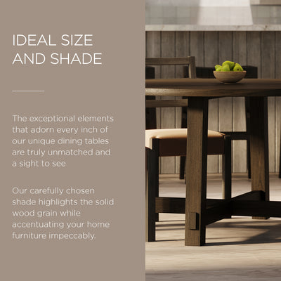 Maven Lane Sasha Round Wooden Dining Table in Weathered Brown Finish (Open Box)