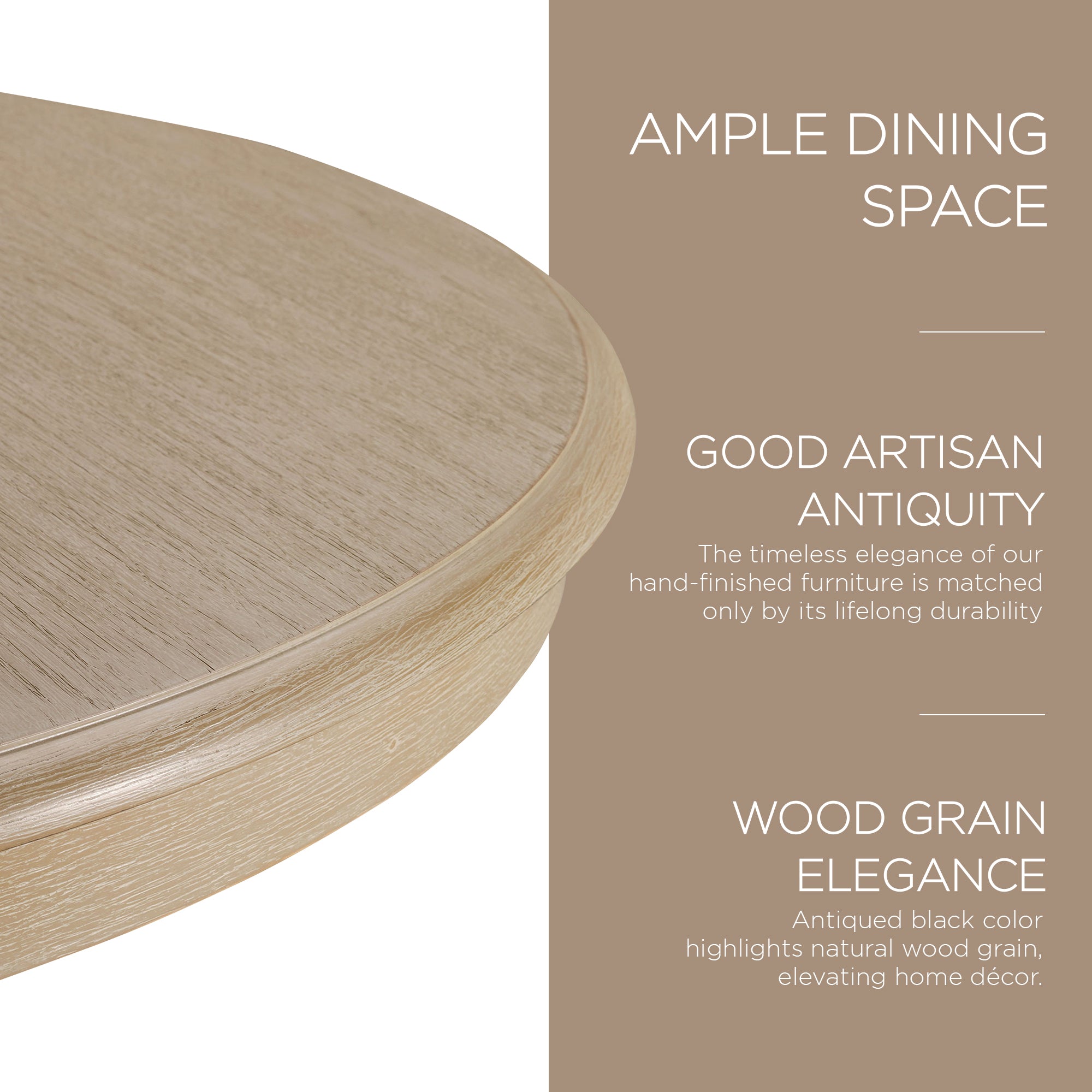Maven Lane Zola Traditional Round Wooden Dining Table, Antiqued White (Used) - VMInnovations