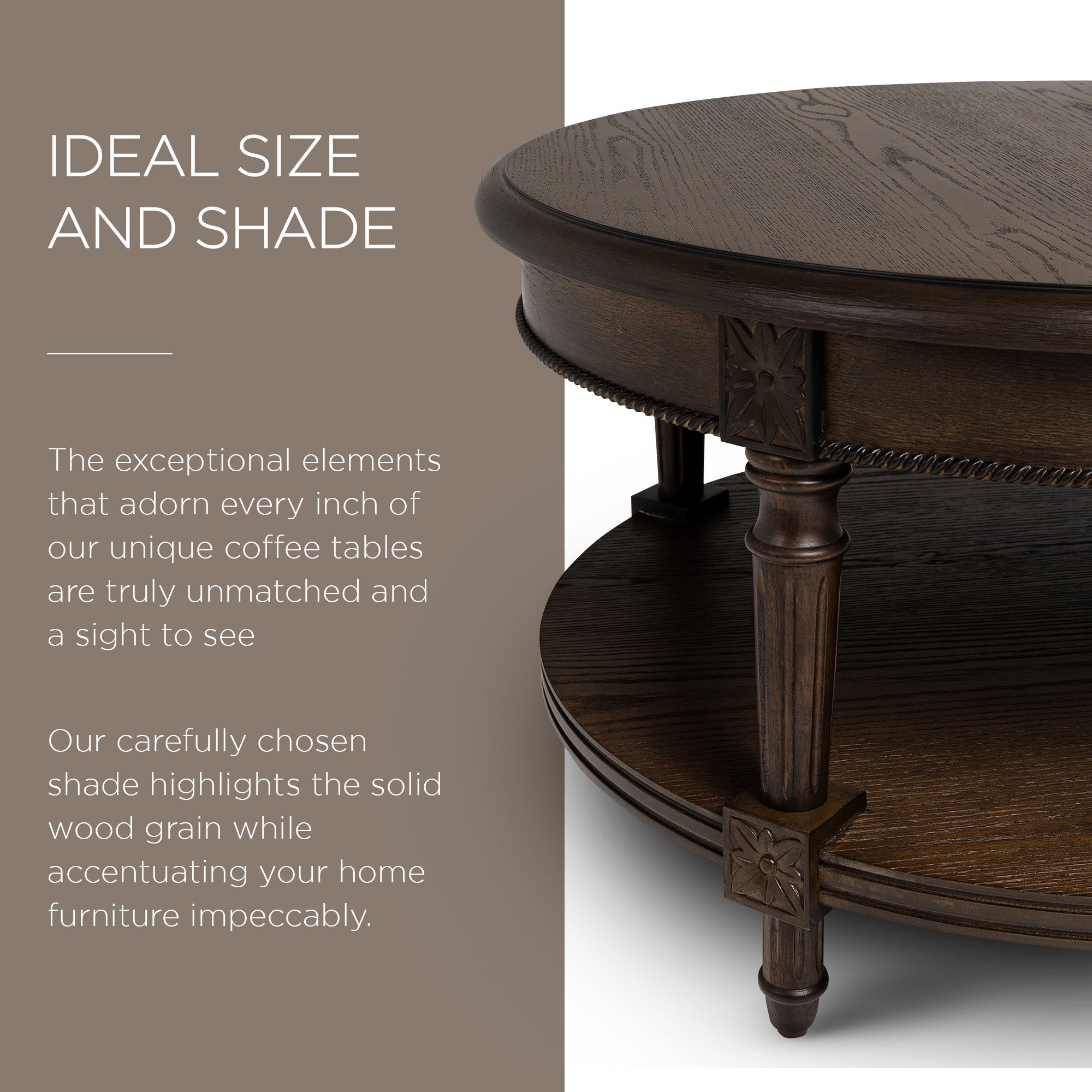 Maven Lane Traditional Wooden Coffee Table, Antiqued Brown Finish (For Parts) - VMInnovations