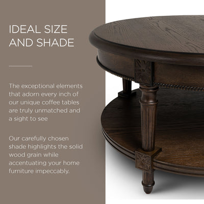 Maven Lane Traditional Wooden Coffee Table, Antiqued Brown Finish (For Parts) - VMInnovations