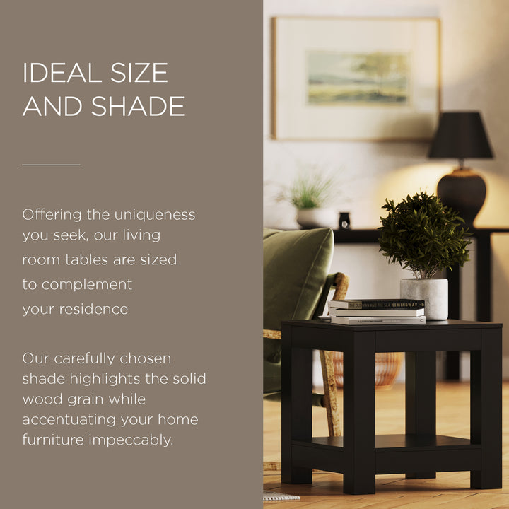 Maven Lane Paulo Wooden Side Table in Weathered Black Finish (Used) - VMInnovations