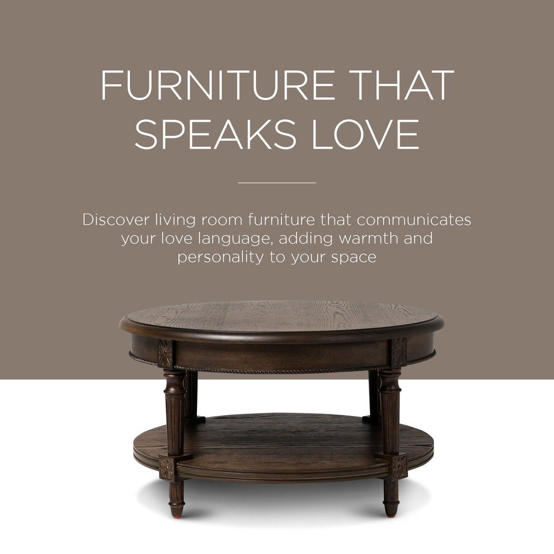 Maven Lane Traditional Wooden Coffee Table, Antiqued Brown Finish (Open Box) - VMInnovations