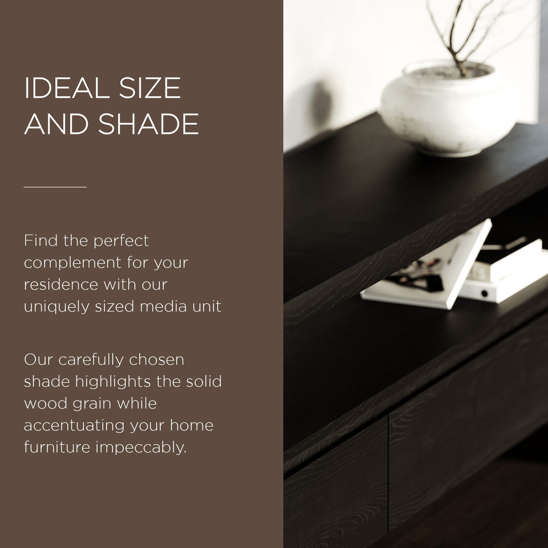 Maven Lane Ada Contemporary Wooden Media Unit in Refined Black Finish (Open Box) - VMInnovations