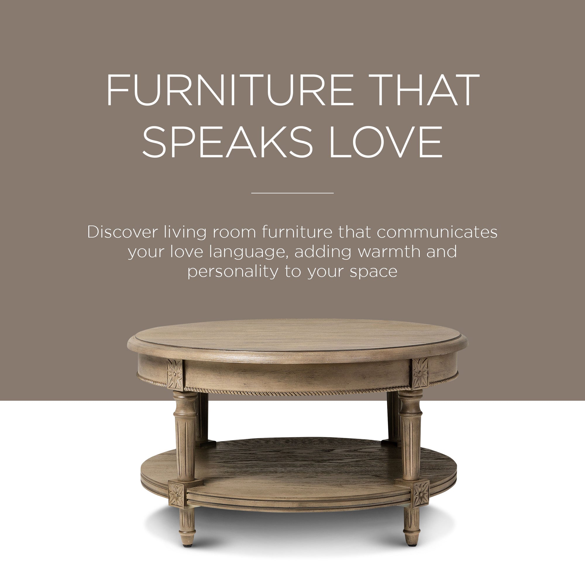 Maven Lane Pullman Traditional Round Wooden Coffee Table in Antiqued Grey Finish - VMInnovations