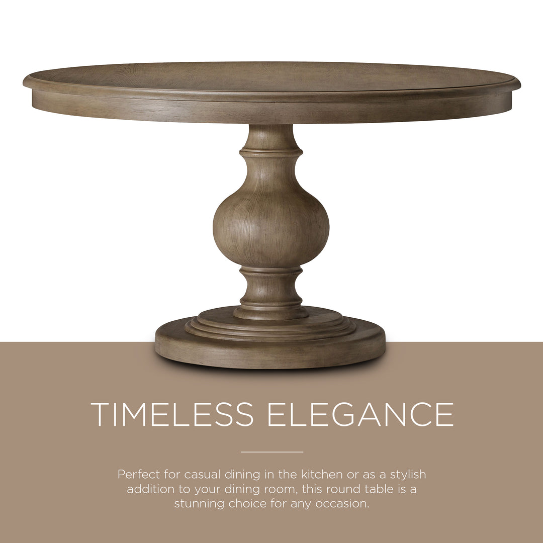 Maven Lane Zola Traditional Round Wooden Dining Table in Antiqued Grey(Open Box) - VMInnovations